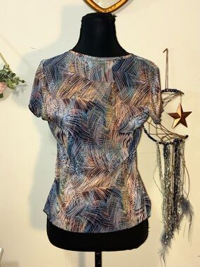Y2K Retro Brittany Black Metallic Blouse (Size M)